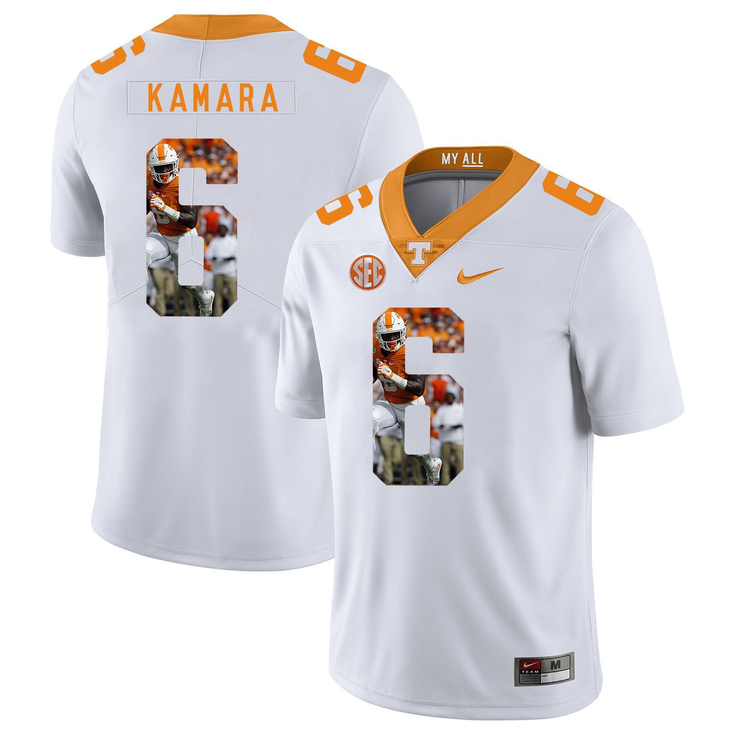 Men Tennessee Volunteers #6 Kamara White Fashion Edition Customized NCAA Jerseys